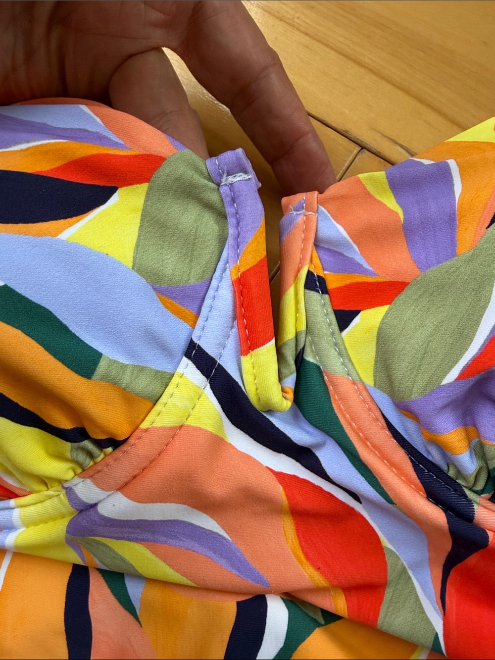 Anne Cole Yellow Multicolor V-Neck Tankini Top - Picture 7 of 9